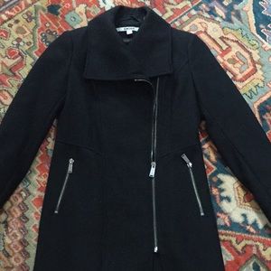 DKNY  Black Wool Zipper Coat